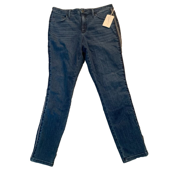 NWT UNIVERSAL THREAD HIGH-RISE SKINNY JEANS MEDIUM BLUE SIZE 12-TUXEDO STRIPE - Picture 1 of 6